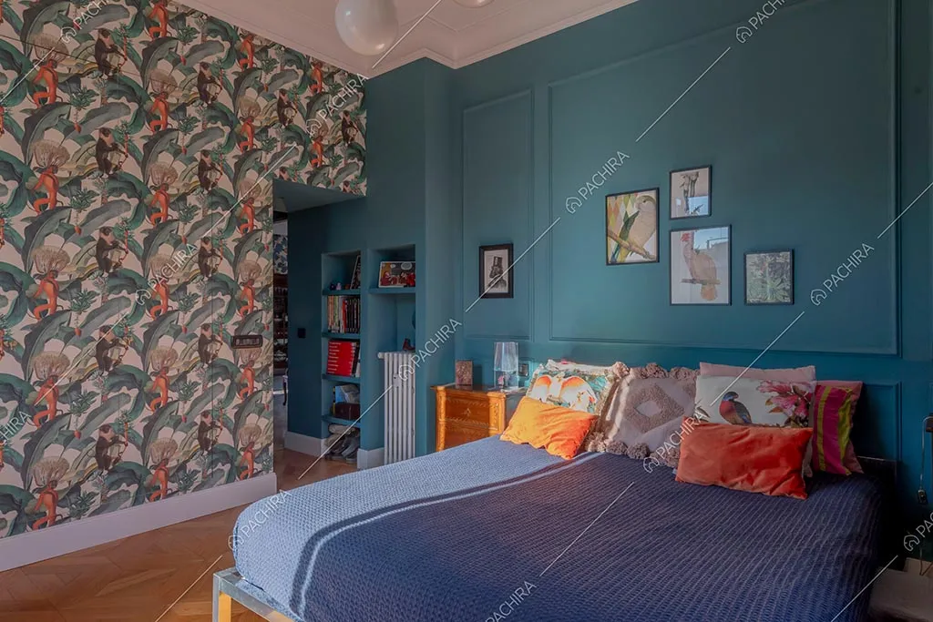 Camera da letto dell'appartamento Zambesi, location in stile eclettico a Roma