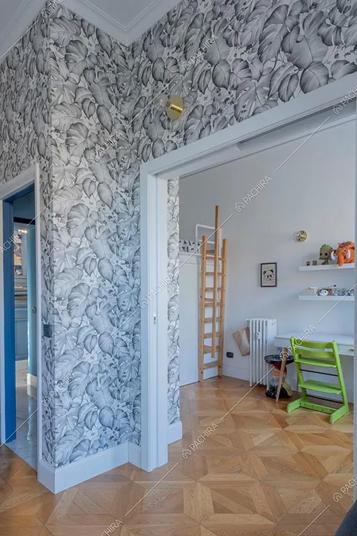Camera da letto dell'appartamento Zambesi, location in stile eclettico a Roma