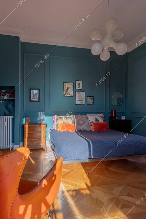 Camera da letto dell'appartamento Zambesi, location in stile eclettico a Roma