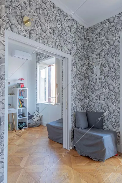 Camera dell'appartamento Zambesi, location in stile eclettico a Roma