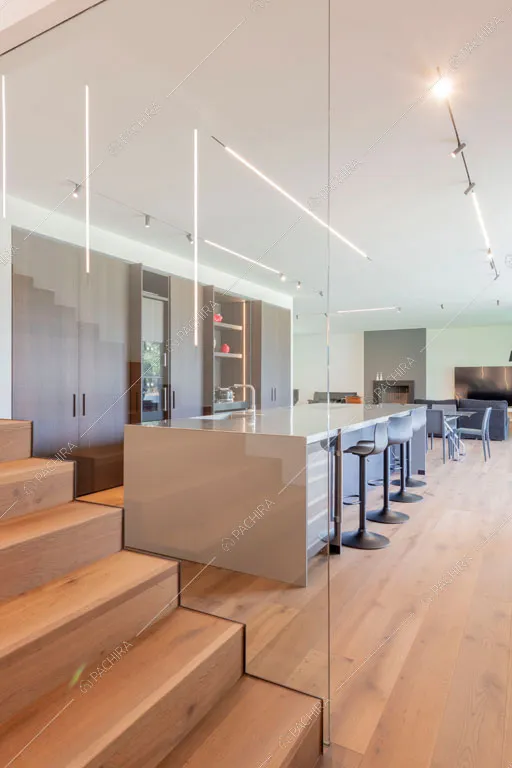 Zona living della villa Larimar, location in stile contemporaneo a Monza
