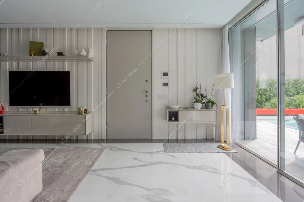Zona living della villa Manioca, location in stile contemporaneo a Monza