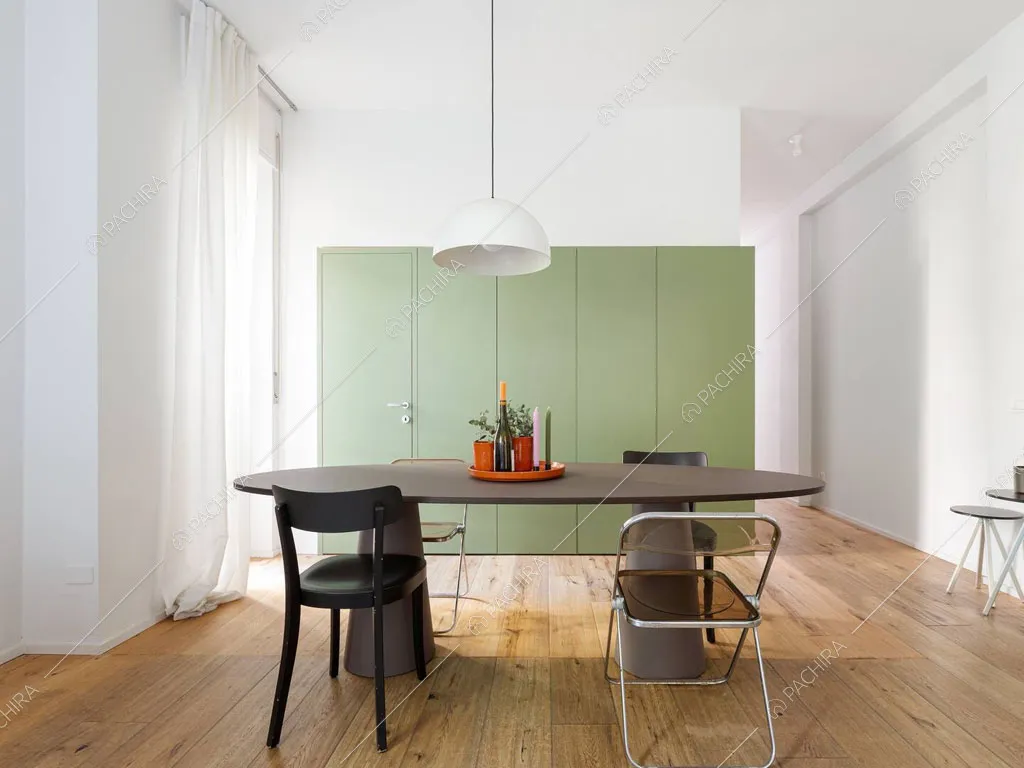 Sala da pranzo dell'appartamento Robinia, location in stile contemporaneo a Milano