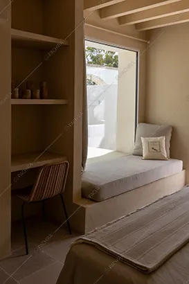 Camera da letto della masseria Kyanite, location in stile contemporaneo a Brindisi