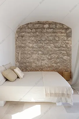Camera da letto della masseria Kyanite, location in stile contemporaneo a Brindisi
