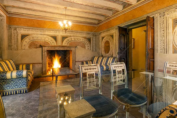 Salotto della villa Darjeeling, location in stile classico a Brescia
