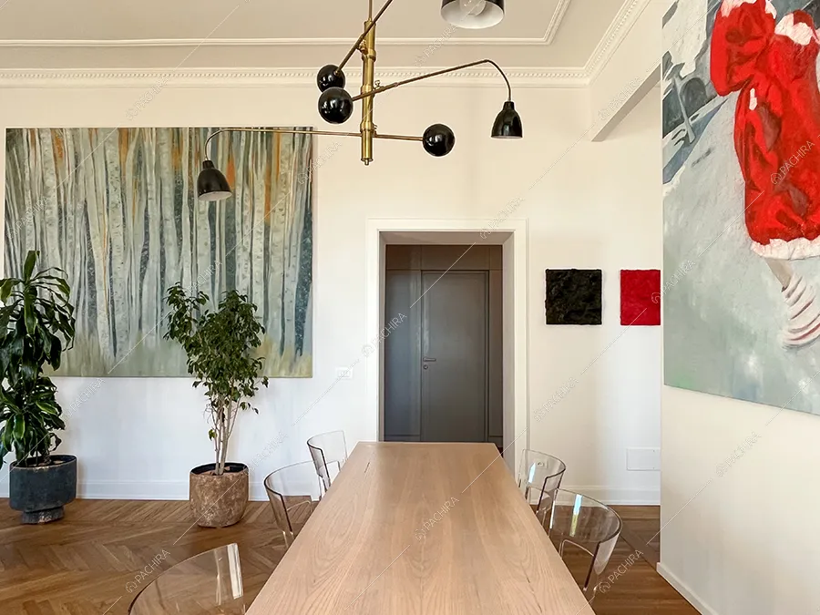 Zona pranzo dell'appartamento Sile, location in stile contemporaneo a Roma