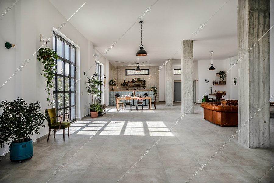 Salone del loft Piroxene, location in stile industriale a Napoli