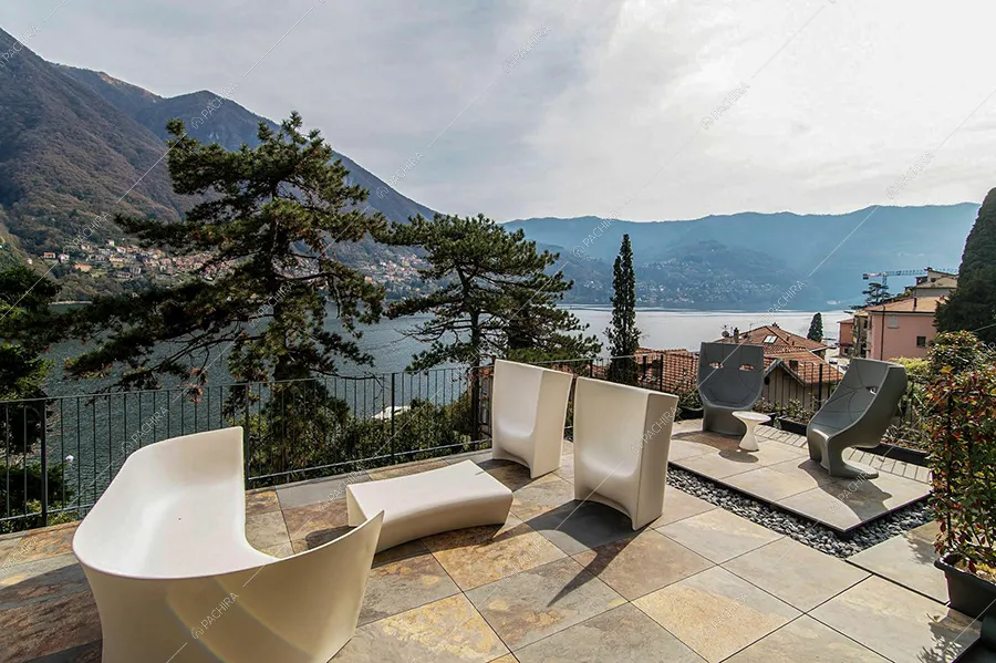 Terrazza vista lago della villa Rangipo, location moderna per shooting a Como