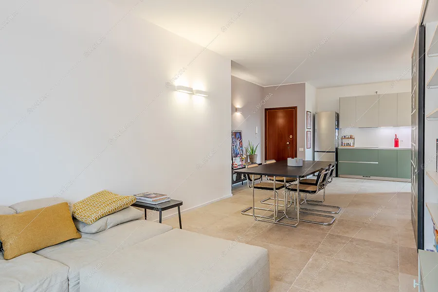 Zona living dell'appartamento moderno Vecia, location per shooting a Monza