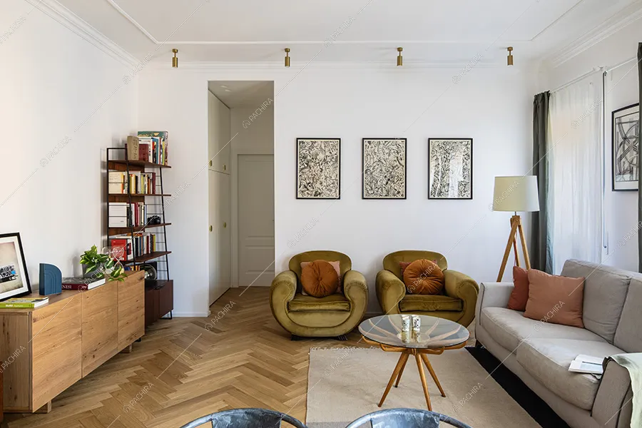 Salotto dell'appartamento moderno Jilò, location per shooting a Roma