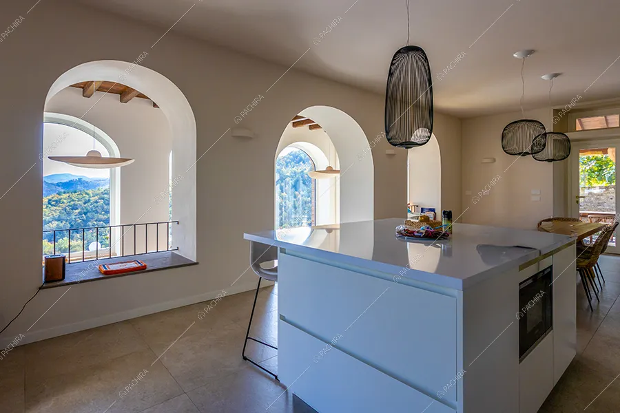 Cucina della villa Zinco, location in stile country a Pavia