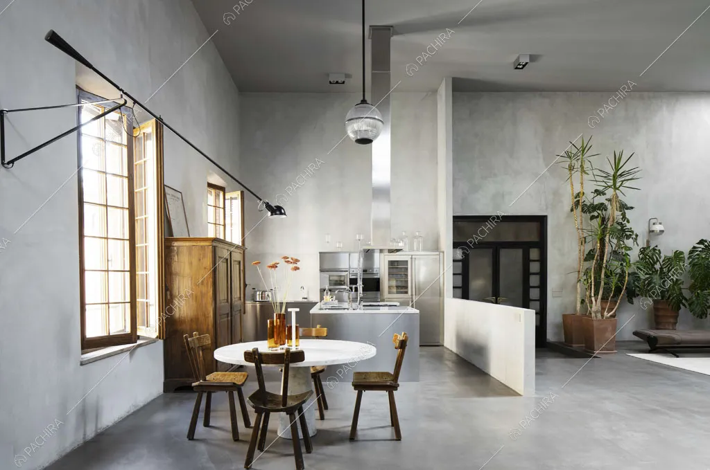 Cucina a vista del loft Reno, location in stile contemporaneo a Reggio Emilia