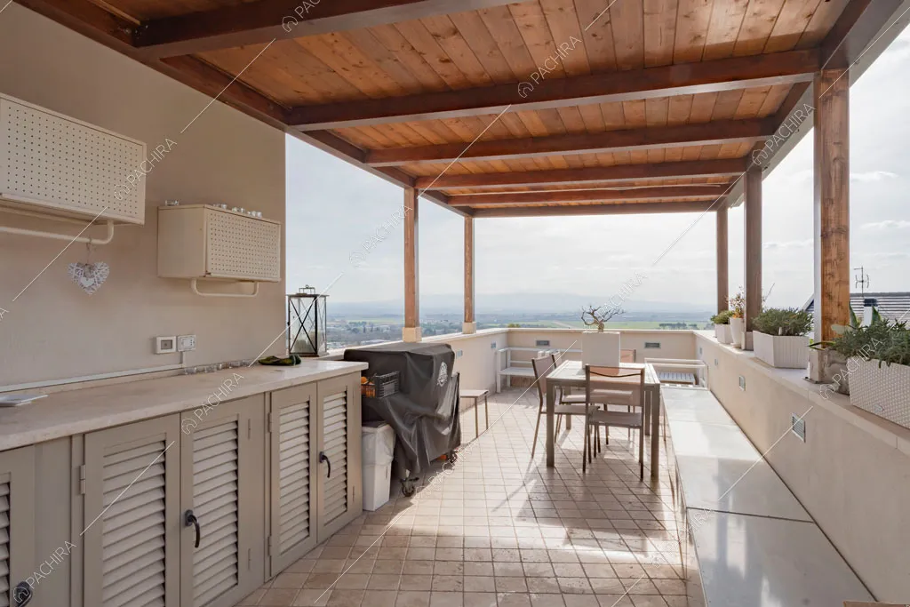 Veranda della villa Matico, location in stile contemporaneo a Roma