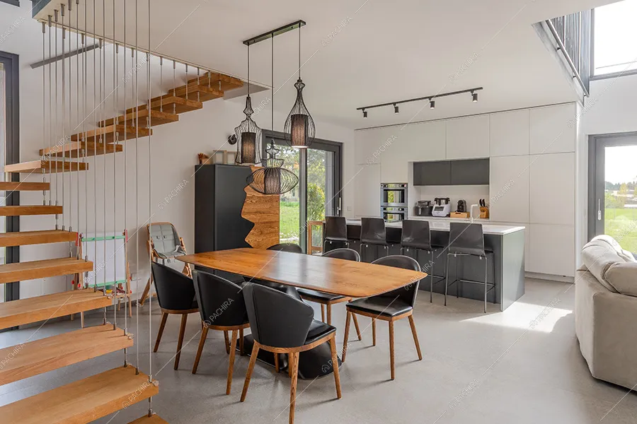 Zona living della villa moderna Adenia, location per shooting a Varese