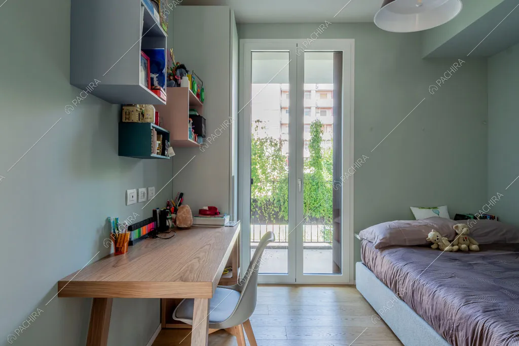 Camera da letto del loft Fenice, location in stile contemporaneo a Milano