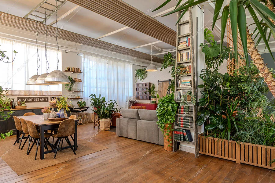 Zona living del loft Alunite, location in stile vintage a Milano
