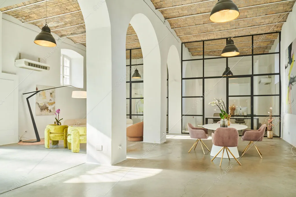 Sala del loft Manaslu, location in stile minimal a Roma