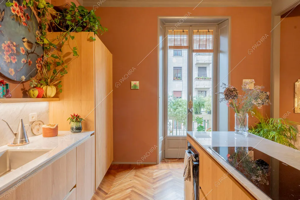 Cucina dell'appartamento Indo, location in stile contemporaneo a Milano