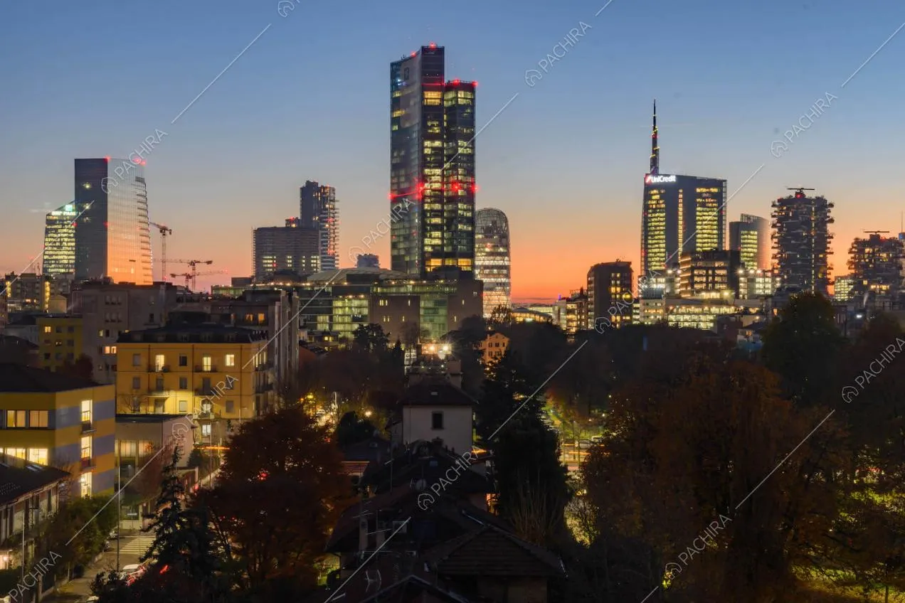 Vista sullo skyline milanese dalla location