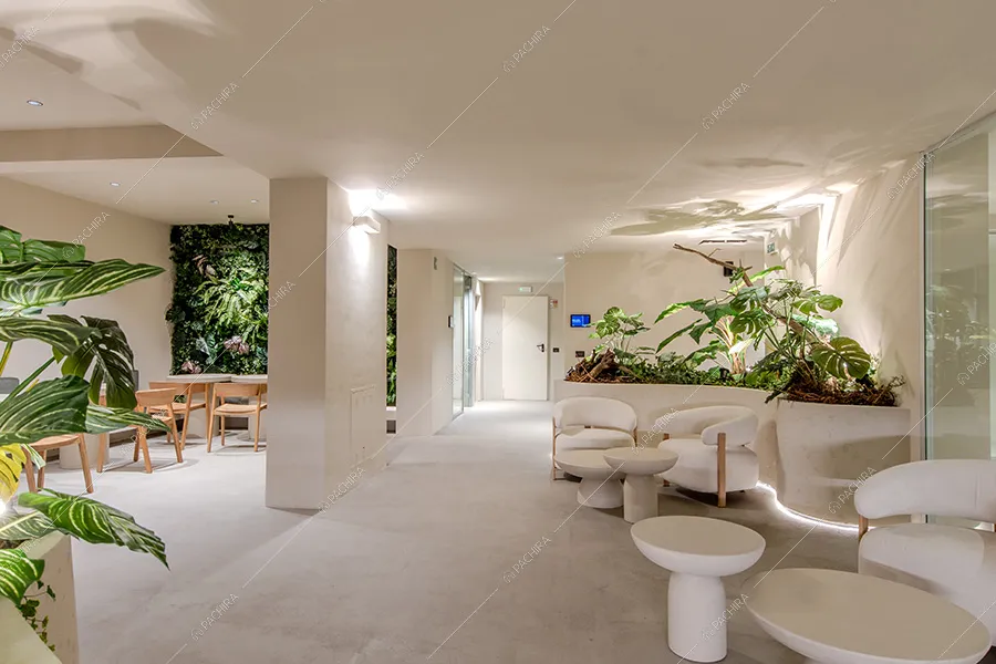 Zona ristoro dell'espositivo Tatra, location in stile contemporaneo a Milano