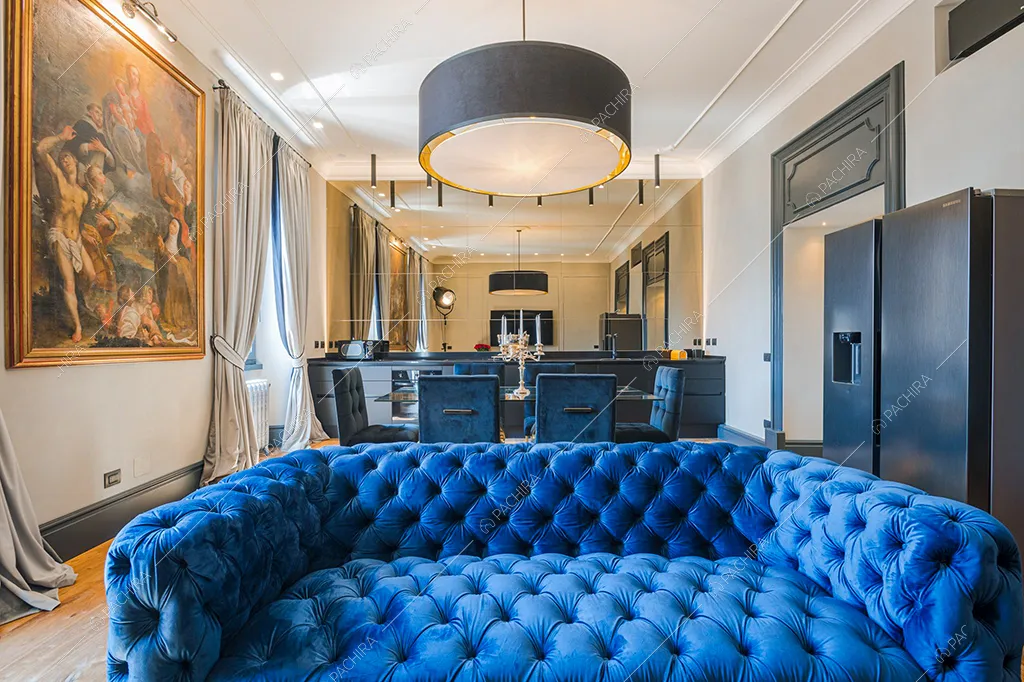 Zona living dell'appartamento Bogda, location in stile moderno a Roma