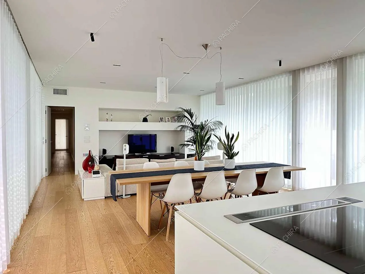 Zona living della villa Adda, location in stile contemporaneo a Verona