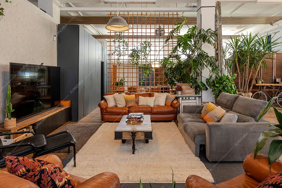 Salotto del loft Alunite, location in stile vintage a Milano