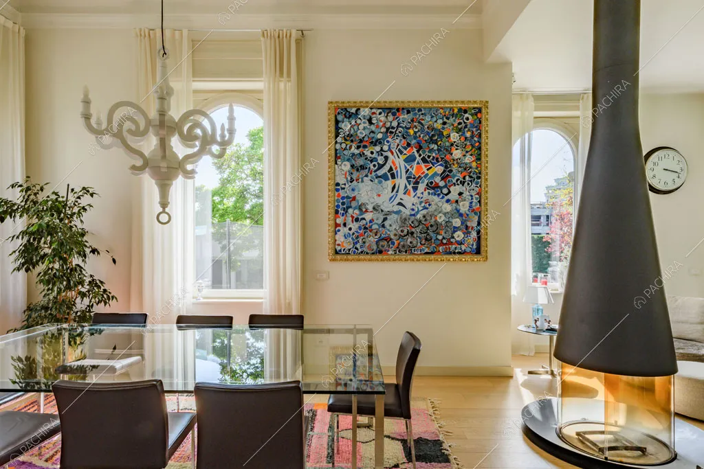 Zona living della villa Colorado, location in stile moderno a Varese