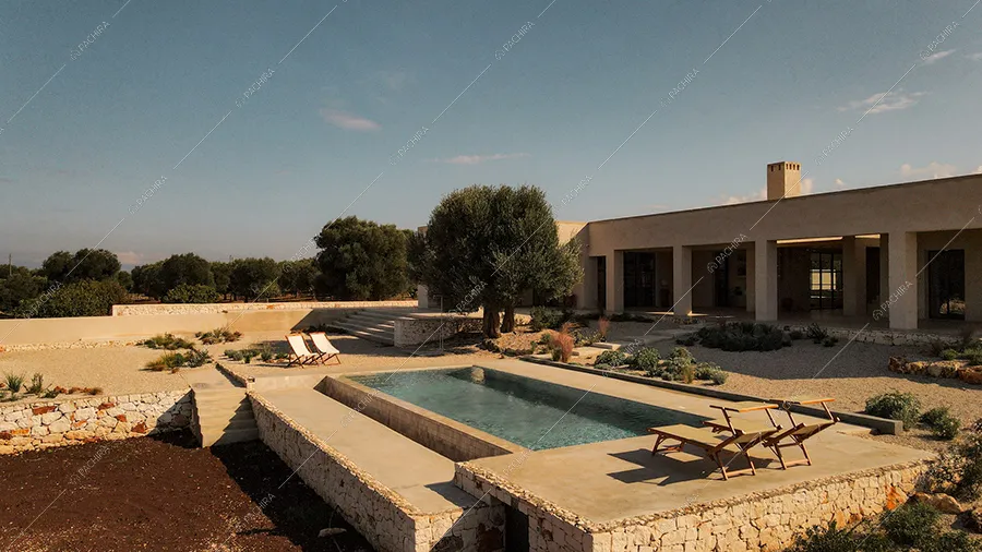 Esterni della villa Malacca, location in stile contemporaneo a Brindisi