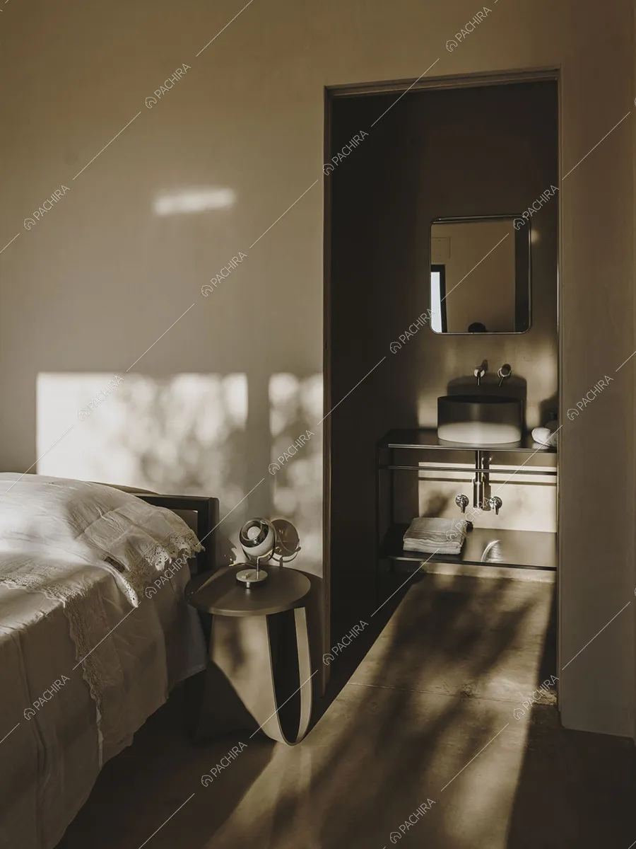 Camera da letto della villa in stile contemporaneo Kara, location per shooting a Brindisi