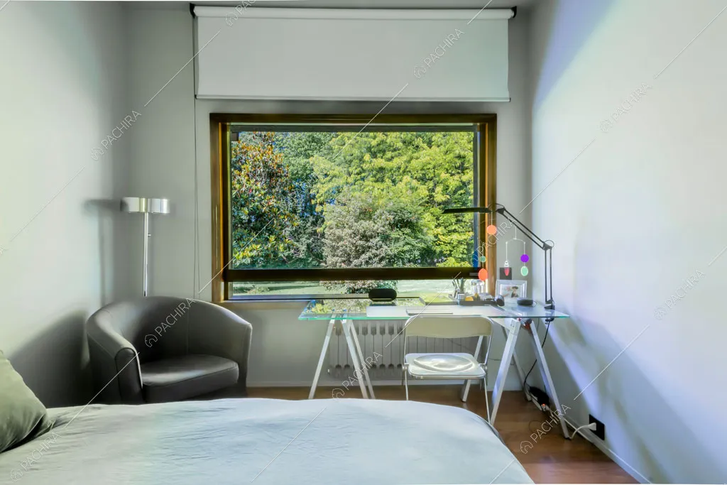 Camera da letto della villa Biotite, location in stile moderno a Verona