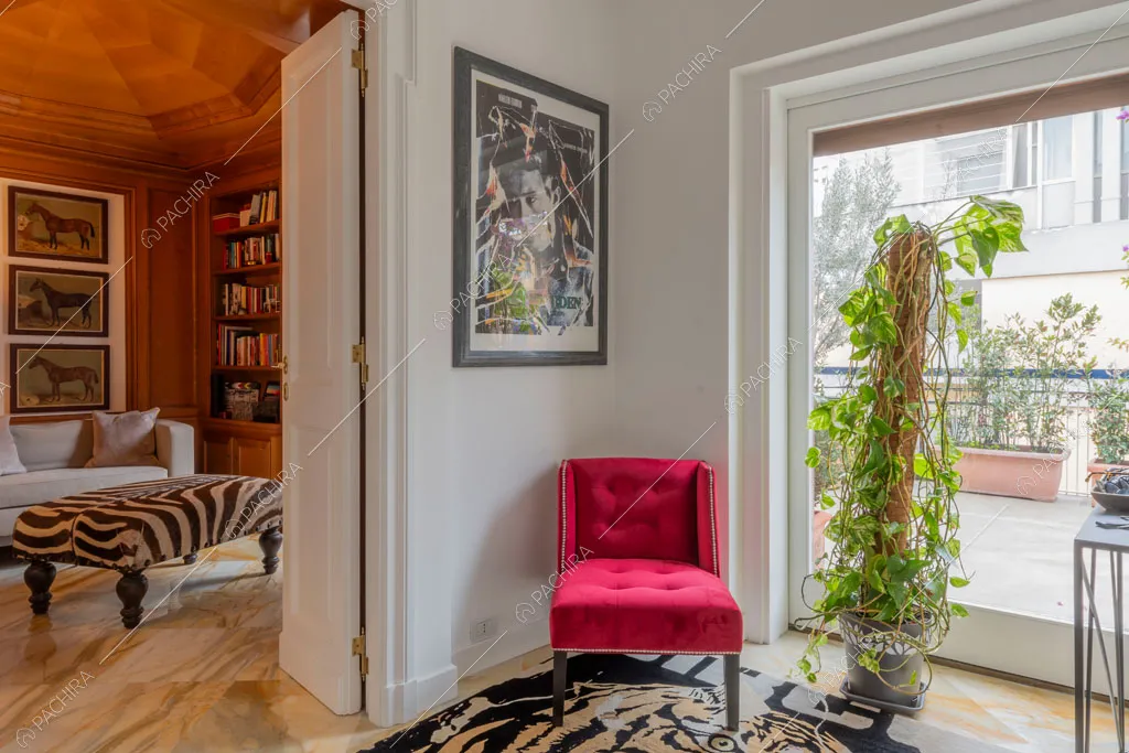 Zona living dell'appartamento Mizuna, location in stile contemporaneo a Roma
