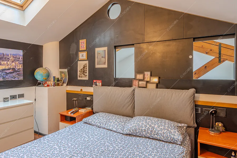 Camera da letto del loft Kiku, location in stile moderno a Milano
