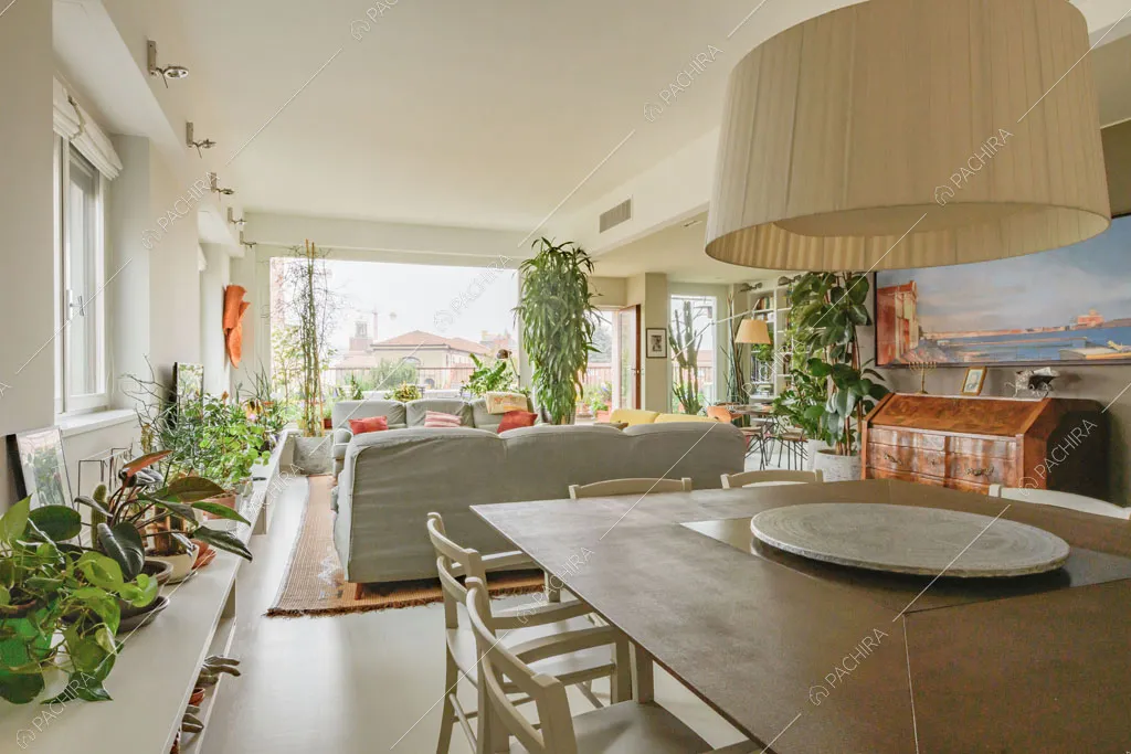 Luminosa zona living dell'appartamento Beryl, location in stile contemporaneo a Milano