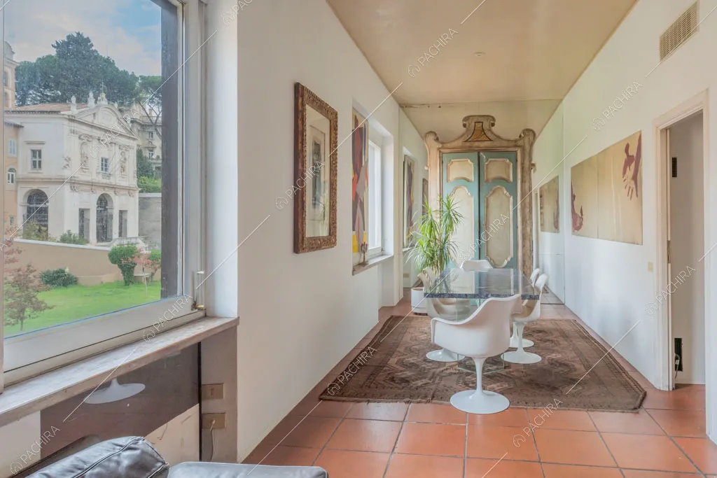 Sala da pranzo dell'appartamento Pancrazio, location in stile contemporaneo a Roma