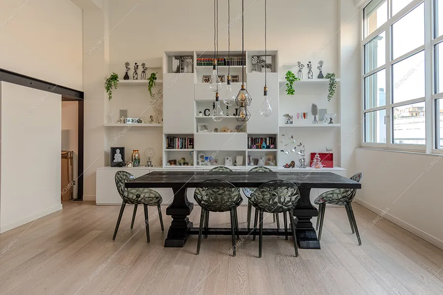 Sala da pranzo del loft Vanadio, location in stile moderno a Milano