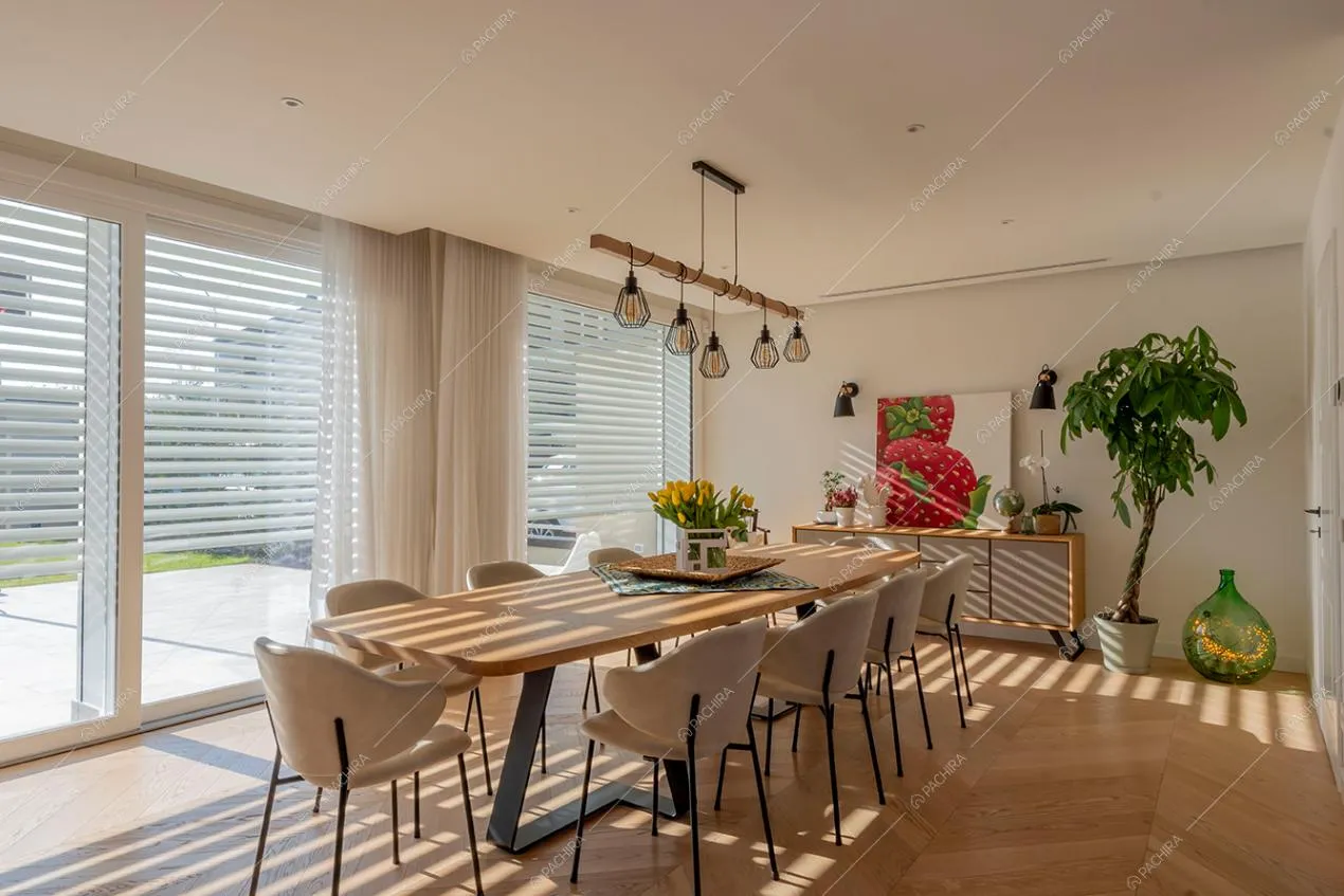 Zona living della villa Brenta, location in stile moderno a Milano