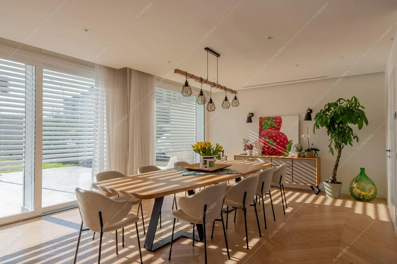 Zona living della villa Brenta, location in stile moderno a Milano