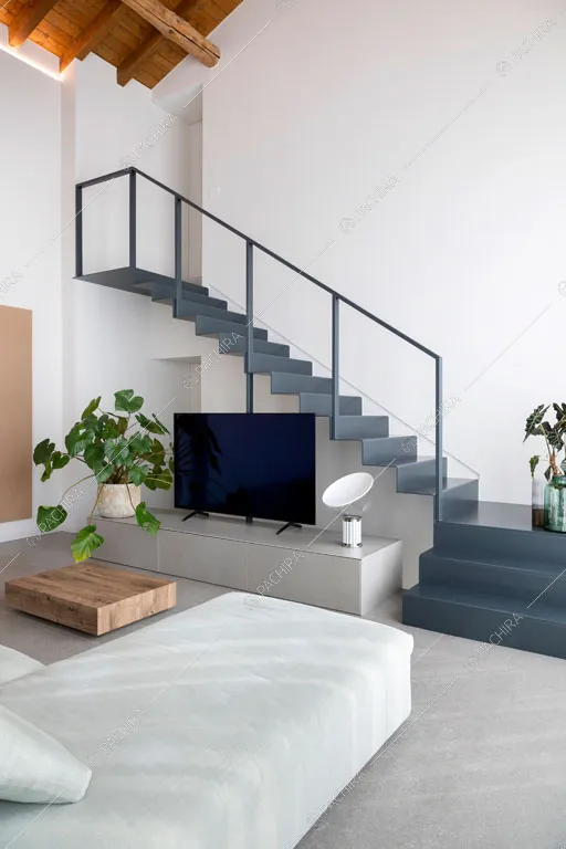 Zona living della villa Makalu, location in stile contemporaneo a Brescia