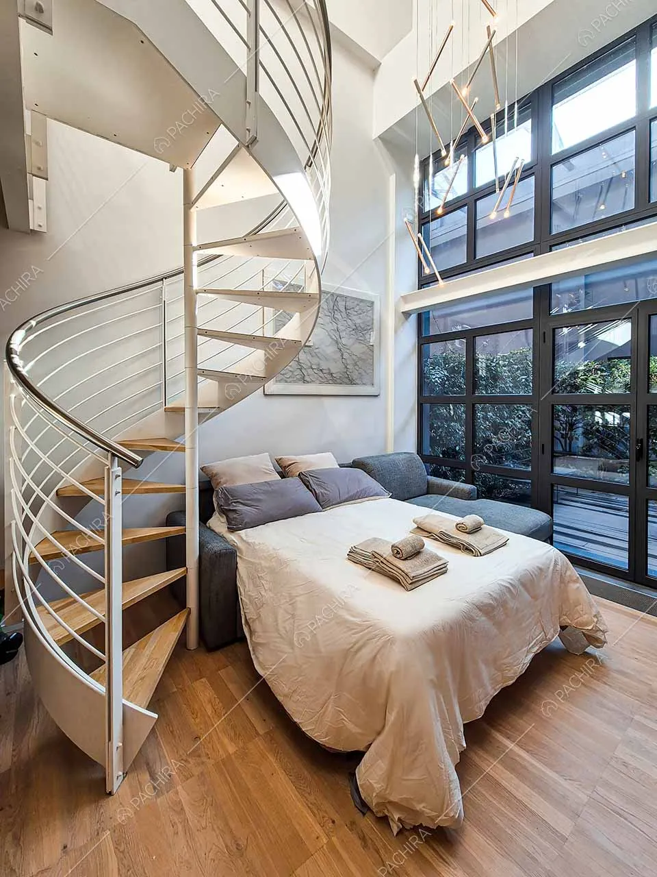 Camera da letto della location Drina, loft in stile moderno a Milano