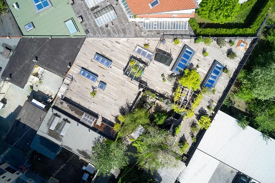 Vista dall'alto sul loft Bise, location in stile moderno a Torino