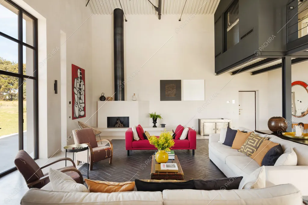 Zona living della villa Gypsum, location in stile moderno a Grosseto