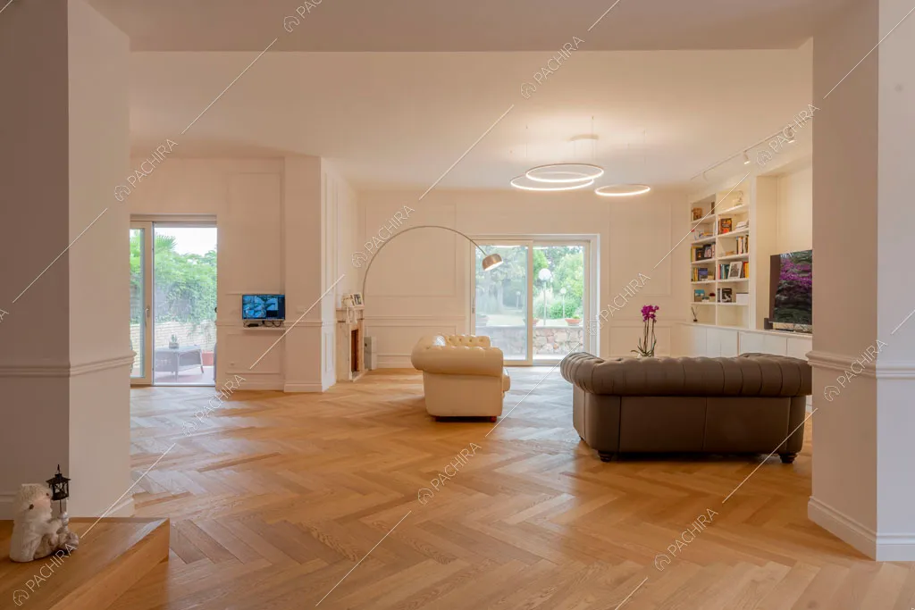 Ampia zona living della villa Murray, location in stile contemporaneo a Roma