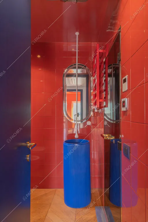 Bagno dell'appartamento Gila, location in stile contemporaneo a Roma
