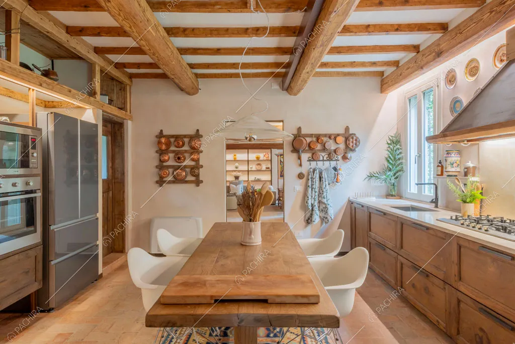 Cucina della villa Missouri, location in stile rustico a Mantova
