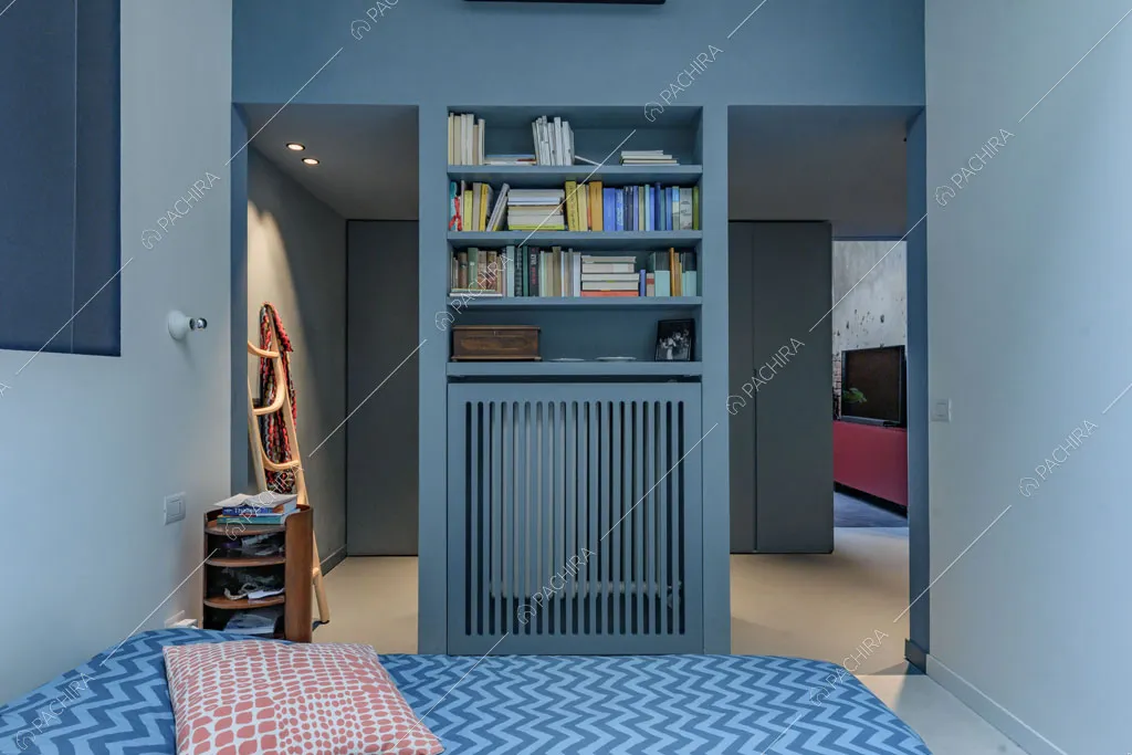 Camera da letto del loft Unakite, location in stile moderno a Milano