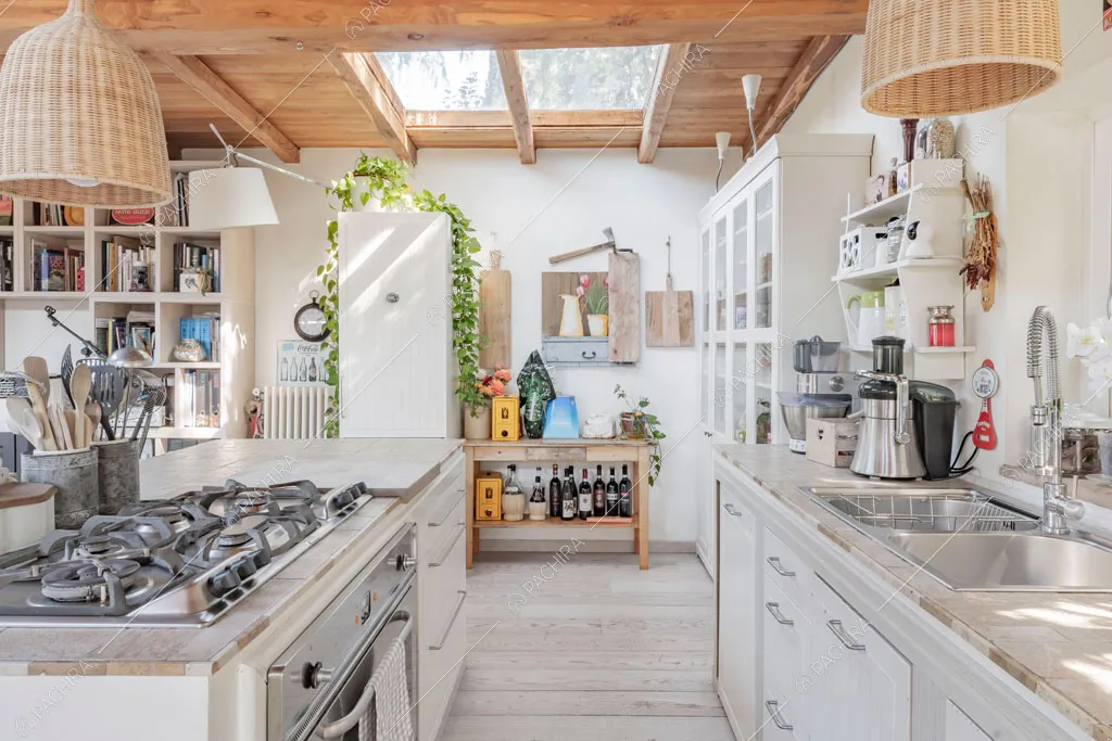 Isola con fornelli a gas della location Aliseo, villa in stile contemporaneo a Roma