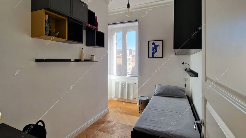 Camera da letto dell'appartamento Barents, location in stile contemporaneo a Roma