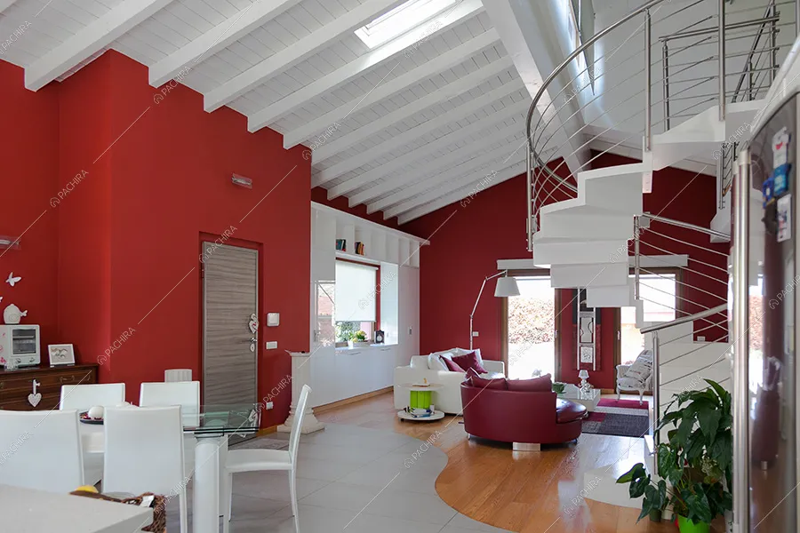 Zona living della villa Filesia, location in stile contemporaneo a Lecco